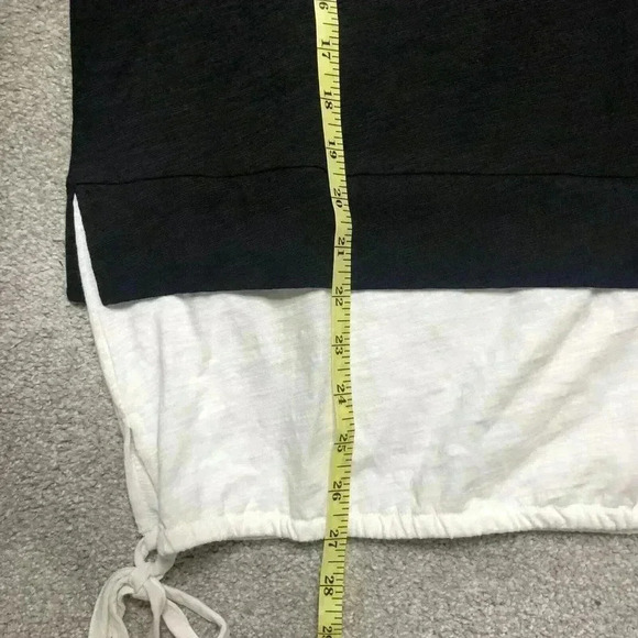 Lisa Todd Shirt Black and White Short Sleeves Cotton Drawstring Relaxed - Picture 3 of 9